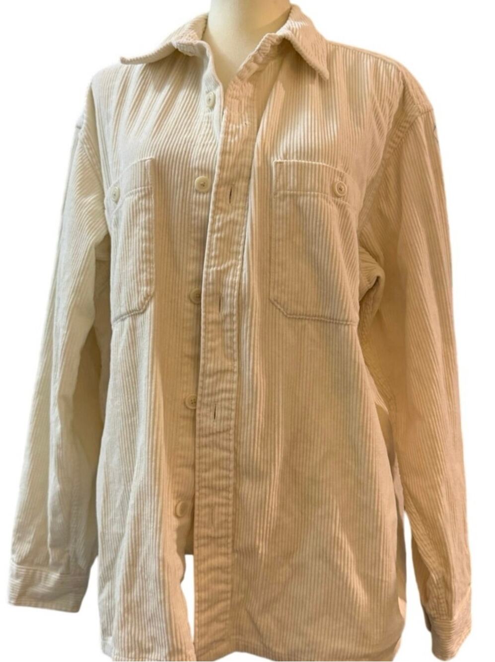 Uniqlo Cream Corduroy Overshirt Shacket, Sustainable Cotton, Men's Medium